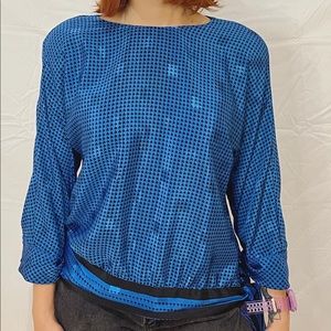 Black and blue houndstooth vintage top